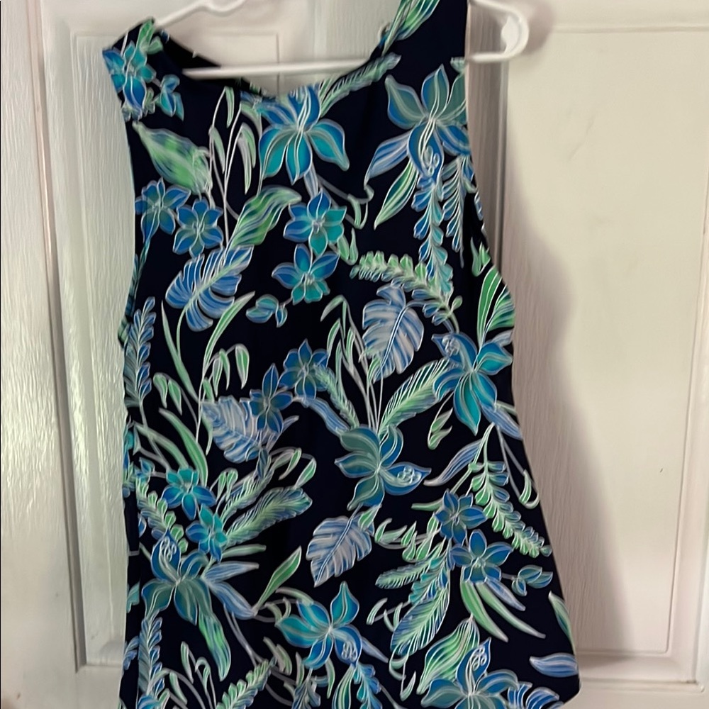 Floral Sleeveless Top - Blue and Green bathing suit tank